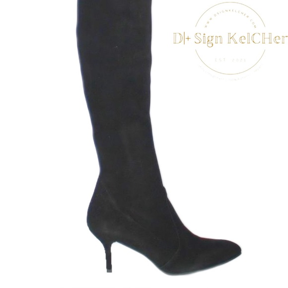 Stuart Weitzman Black Tiemodel Suede Pointed Toe heeled over the knee boots - Picture 5 of 14